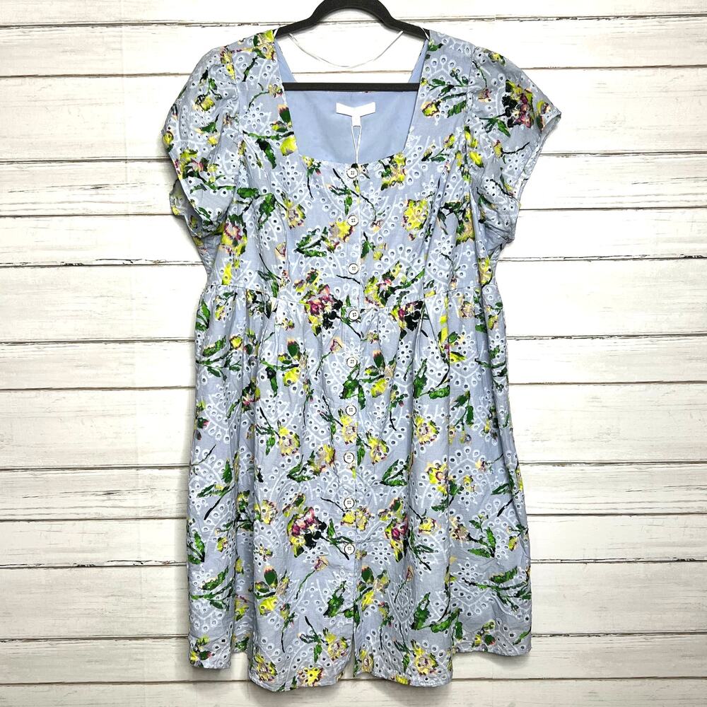 Adyson Parker Light Blue Floral Eyelet Mini Dress